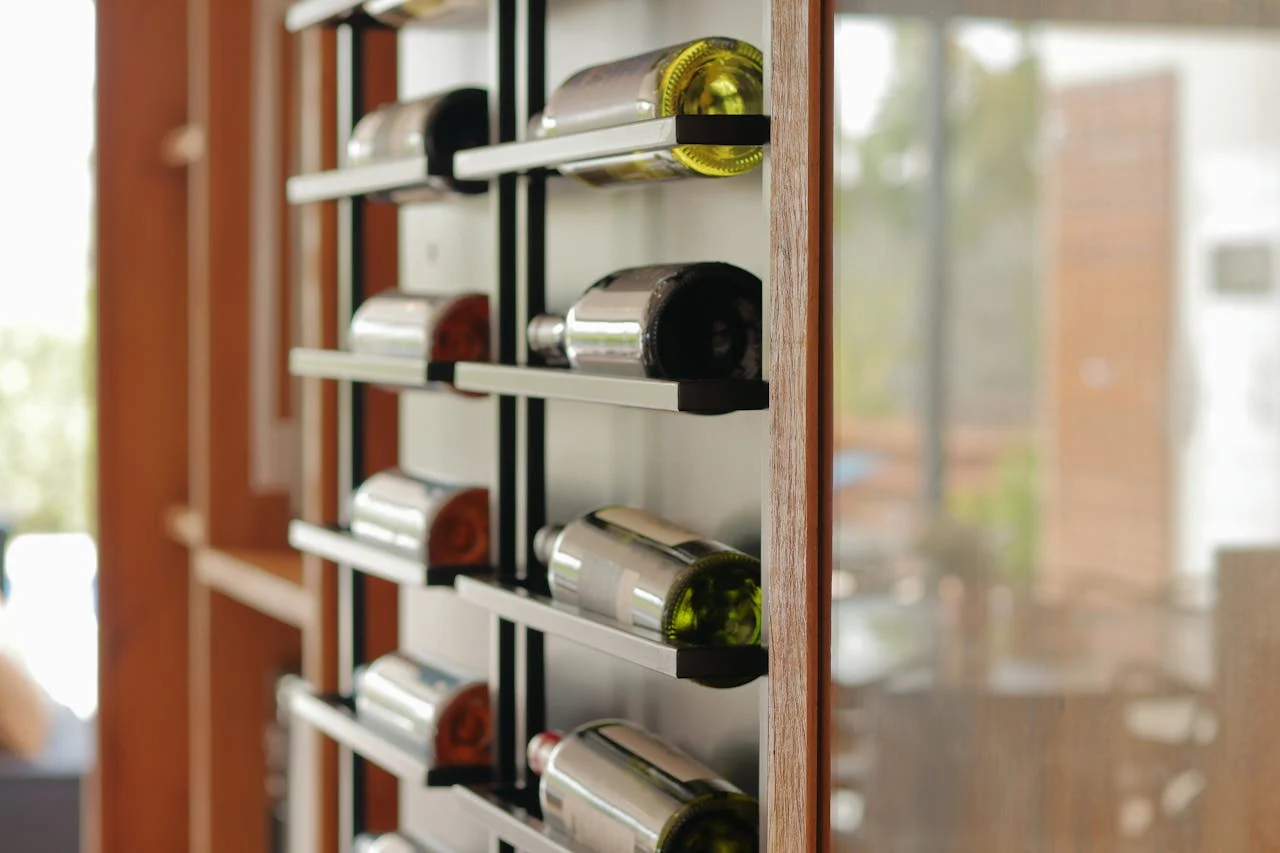Wooden Wine Rack Hanging on the Wall